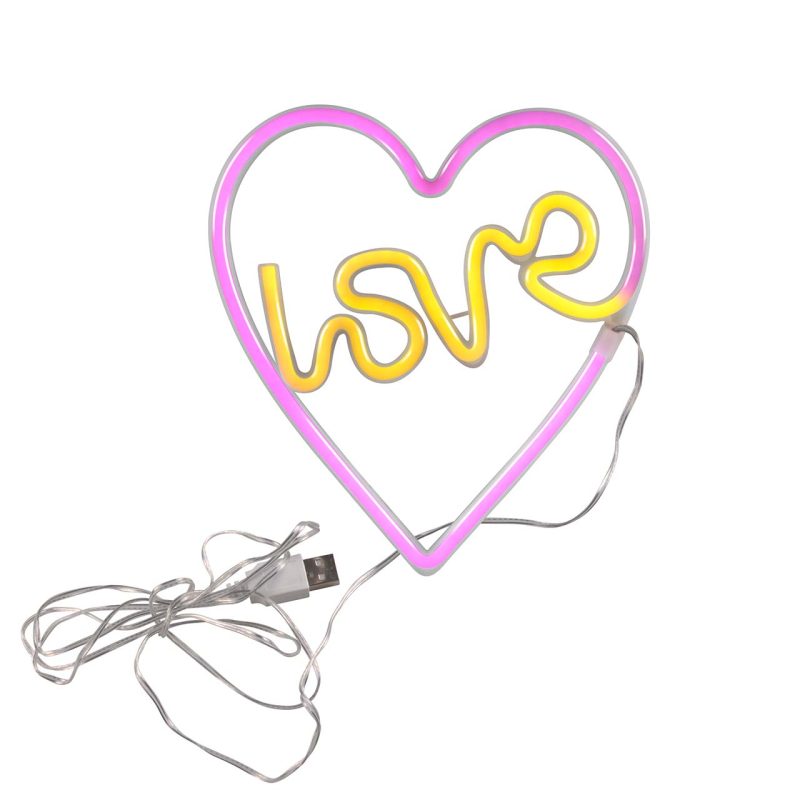 Lampka Dekoracyjna NEON SERCE LOVE 327154 – USB + zasilanie bateryjne | Sanico GoldLux