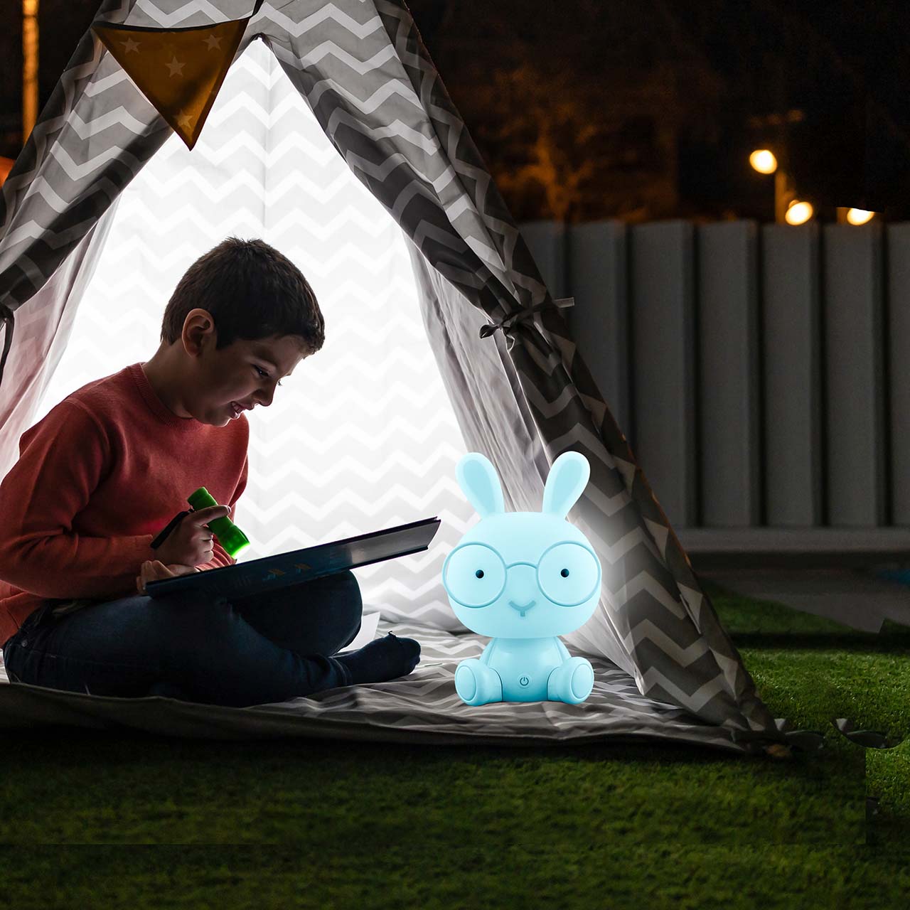 Lampka Dekoracyjna KRÓLIK LED 327048 – Niebieska, Akumulator + Przewód USB-C | Sanico GoldLux - obrazek 7