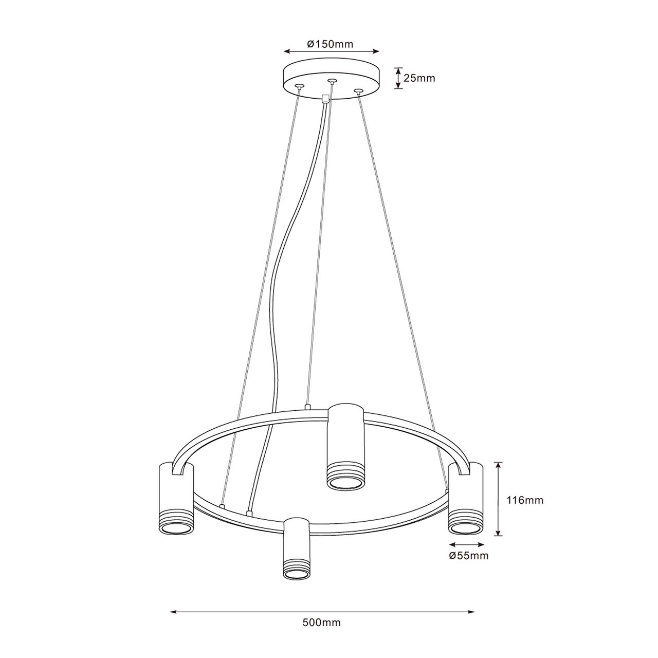 Lampa Wisząca ROMA 4xGU10 327567 – Czarna | Sanico GoldLux - obrazek 5