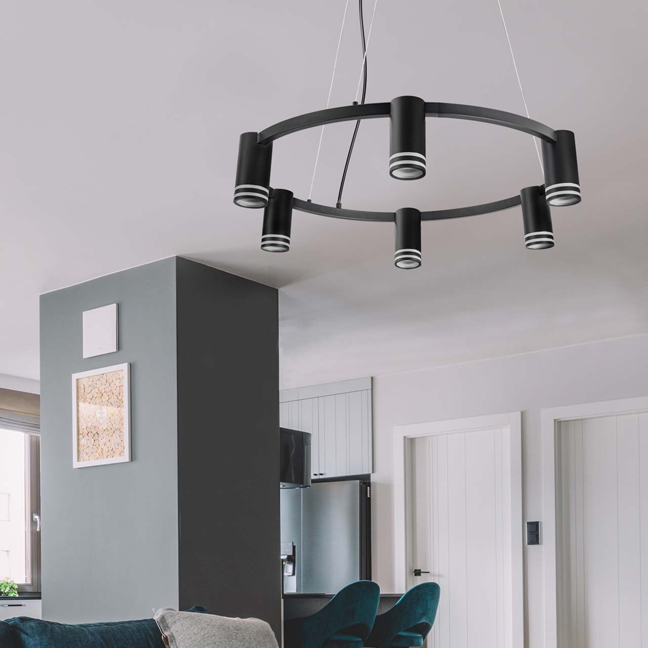 Lampa Wisząca ROMA 6xGU10 327574 – Czarna | Sanico GoldLux - obrazek 2