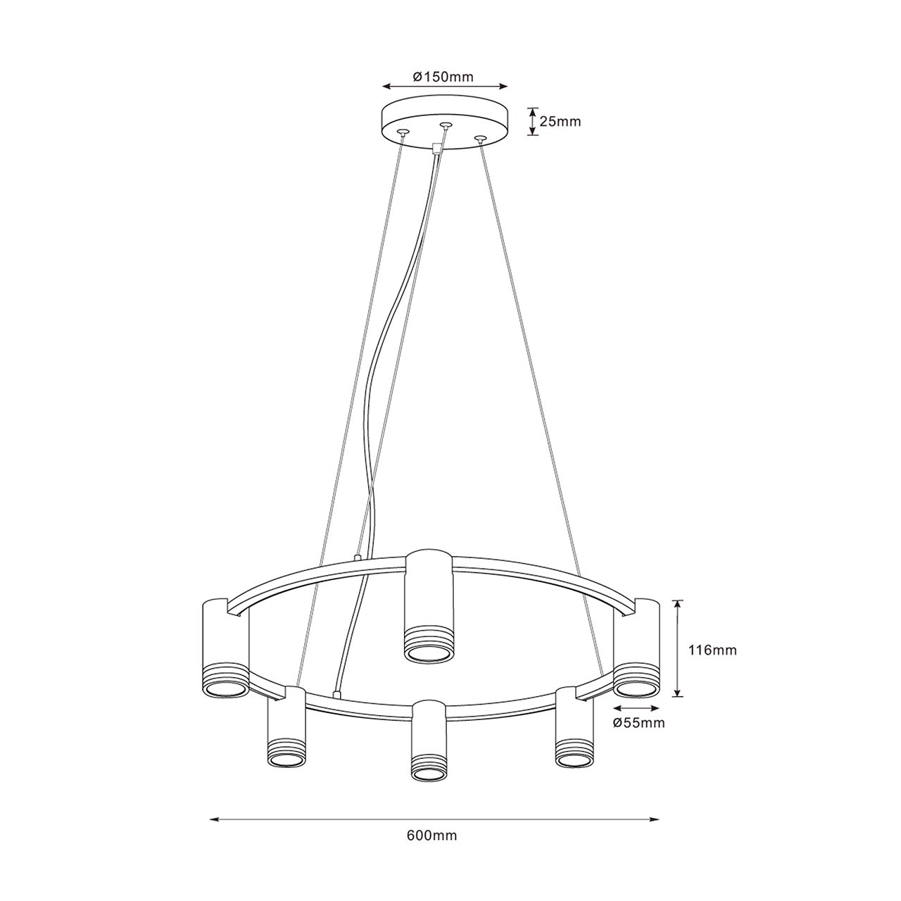 Lampa Wisząca ROMA 6xGU10 327574 – Czarna | Sanico GoldLux - obrazek 5