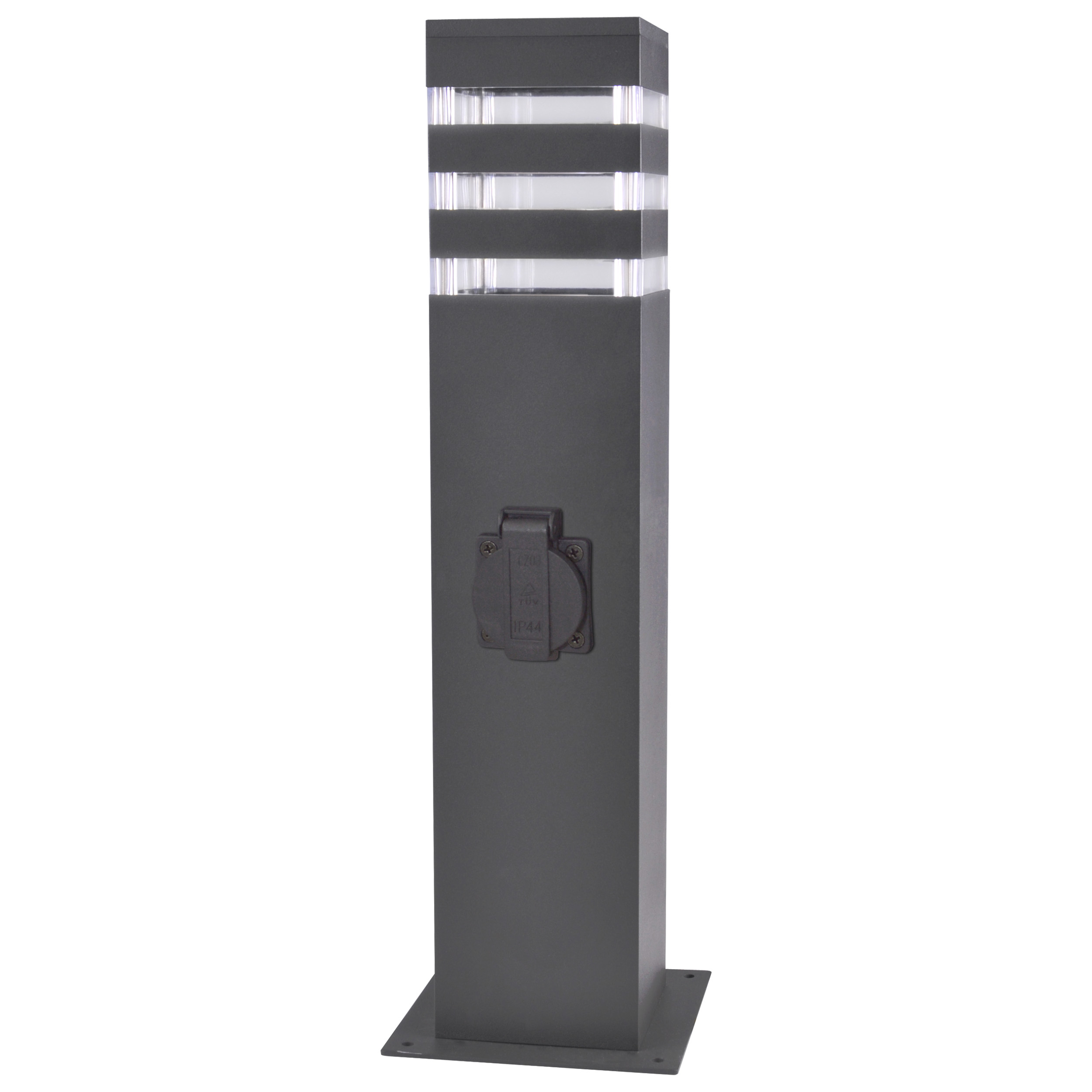 Lampa Ogrodowa Stojąca TEKSAS 44 1xE27 327970 – Z Gniazdem, 220-240V, Grafitowa | Sanico GoldLux