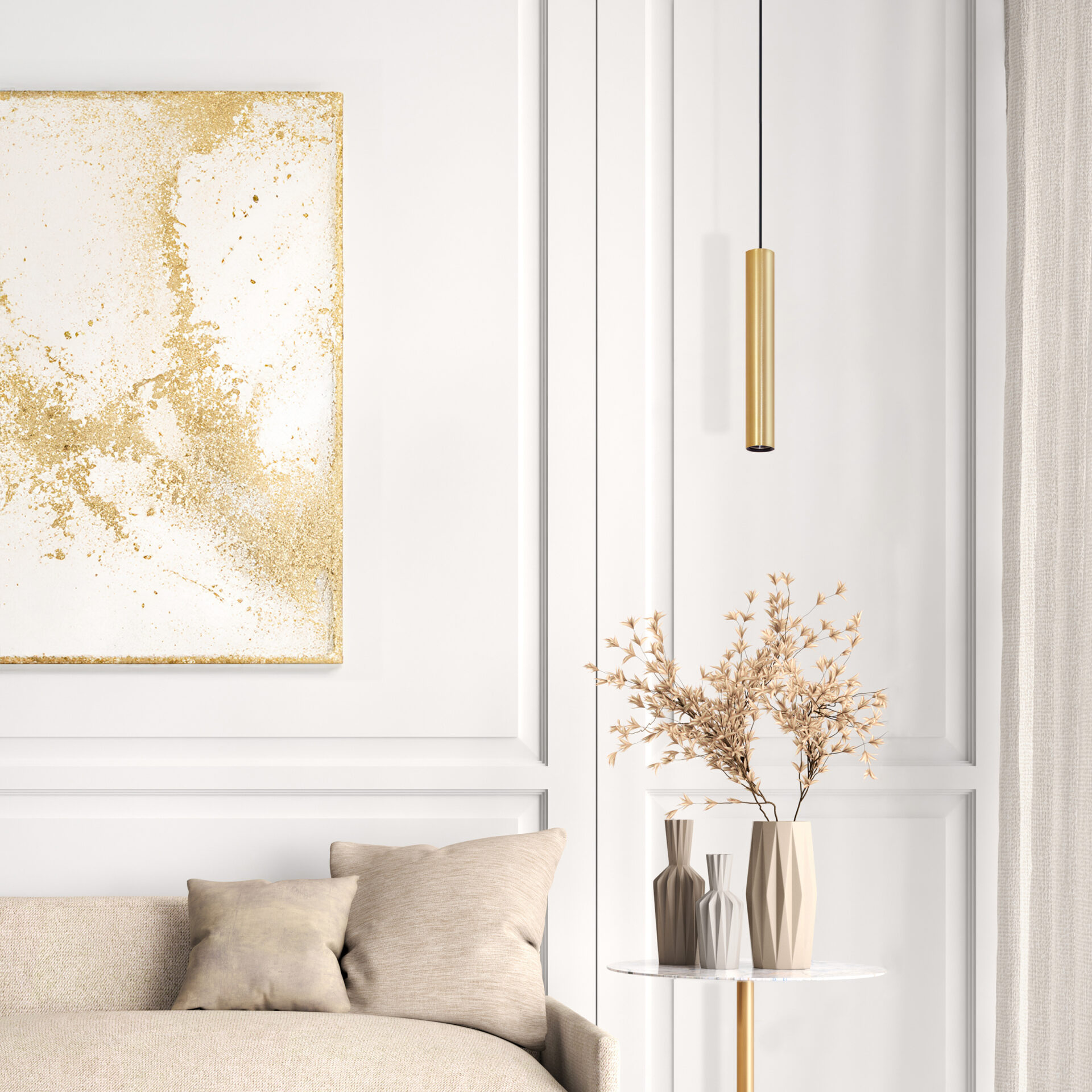Lampa Wisząca LUNGOMARE 1xGU10 Tuba 8326140 – Złoto/Czarna | Sanico GoldLux - obrazek 2