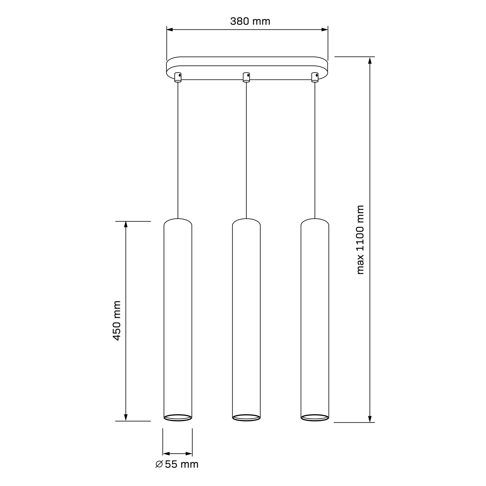 Lampa Wisząca LUNGOMARE 3xGU10 Tuba 326157 – Szaro/Czarna | Sanico GoldLux - obrazek 2