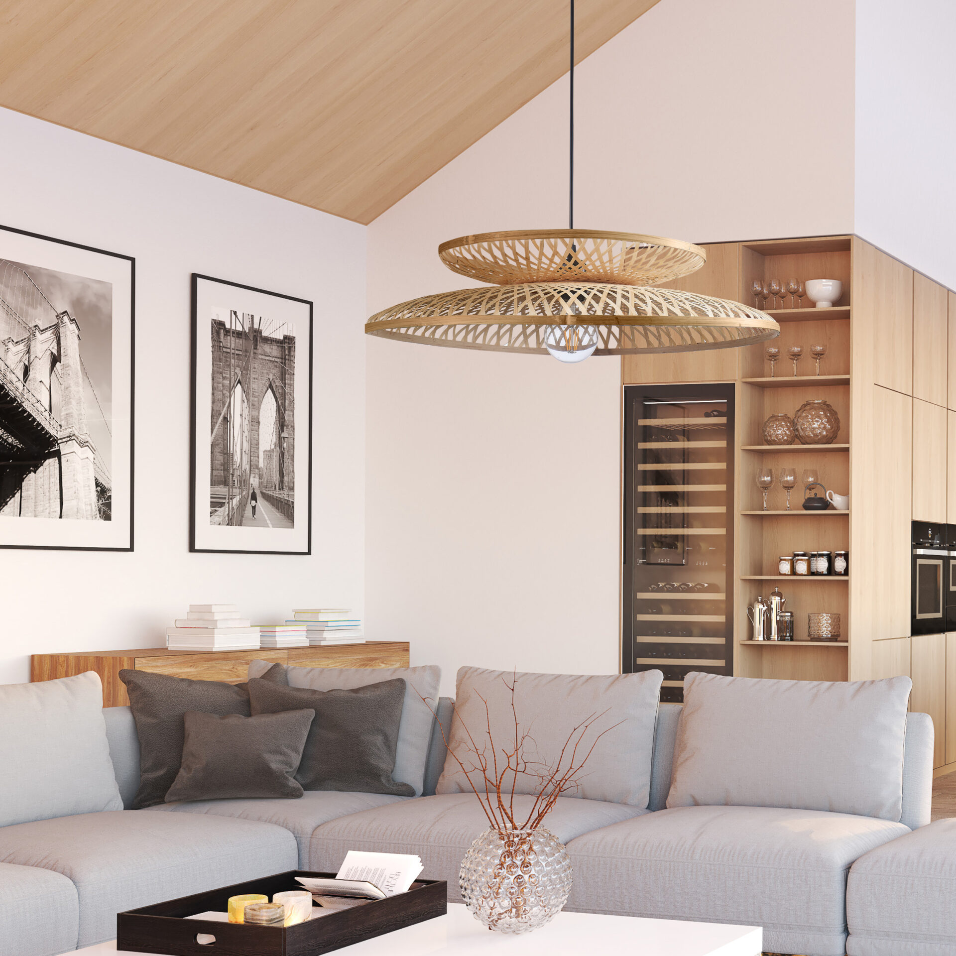 Lampa Wisząca BALI 1xE27 329103 – Beżowa | Sanico GoldLux - obrazek 2