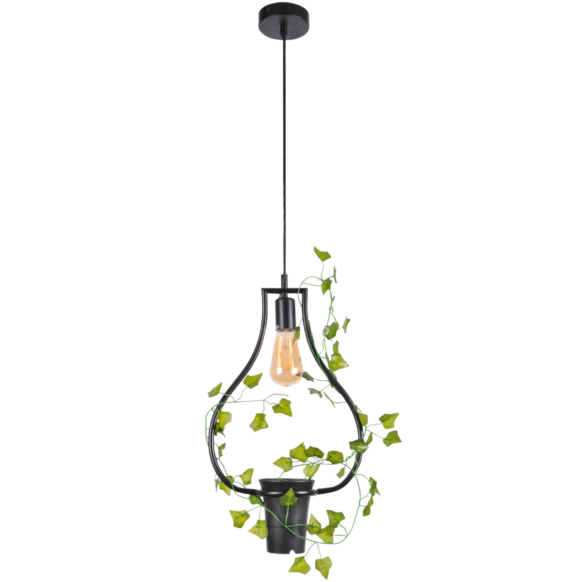 Sanico Goldlux SOREN 1xE27 lampa wisząca heksagon z kwiatkiem czarna IP20 - 313874 - obrazek 3