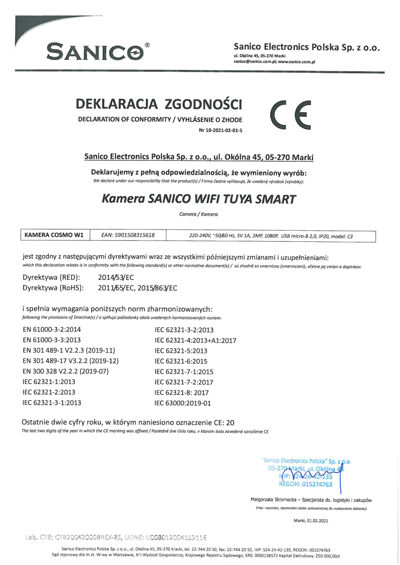 Sanico Goldlux Wi-Fi SMART kamera COSMO W1 TUYAsmart - 315618 - obrazek 9