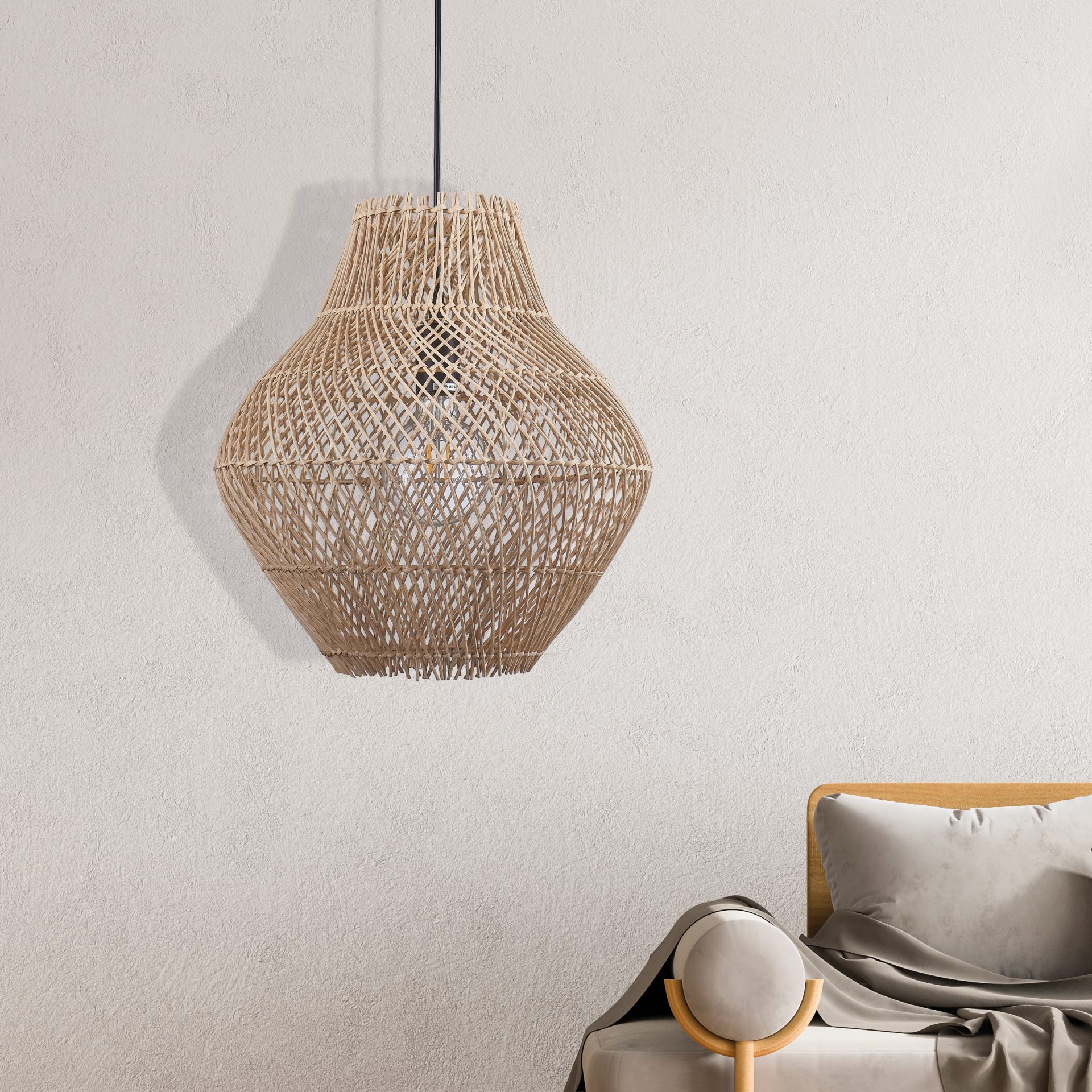 Sanico Goldlux lampa wisząca ONTAKE 1xE27 37cm naturalna beżowa w stylu boho IP20 - 330420 - obrazek 2