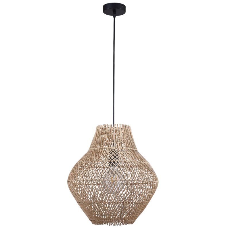 Sanico Goldlux lampa wisząca ONTAKE 1xE27 37cm naturalna beżowa w stylu boho IP20 - 330420