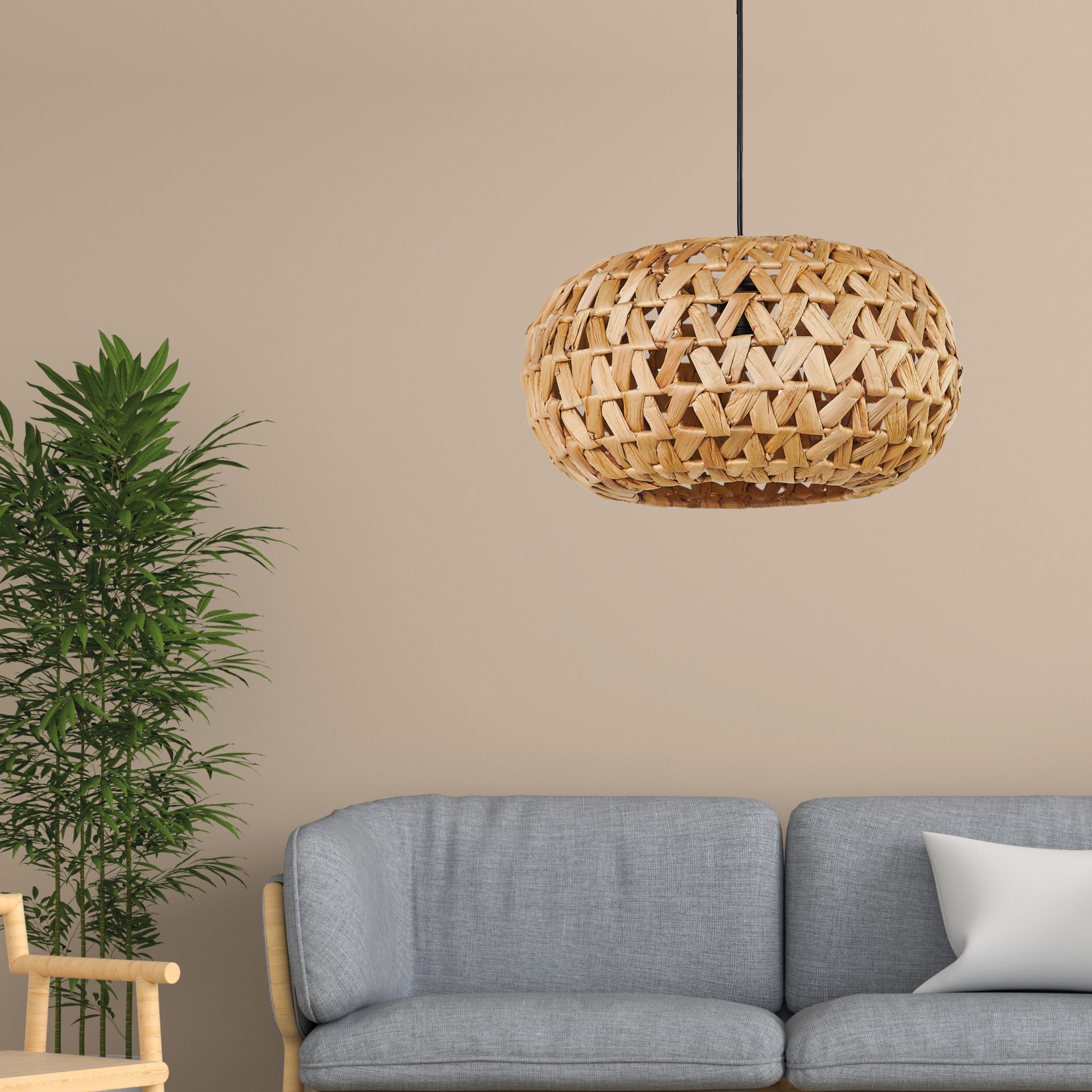 Sanico Goldlux lampa wisząca HOSHI 1xE27 38cm naturalna beżowa w stylu boho IP20 - 330475 - obrazek 2