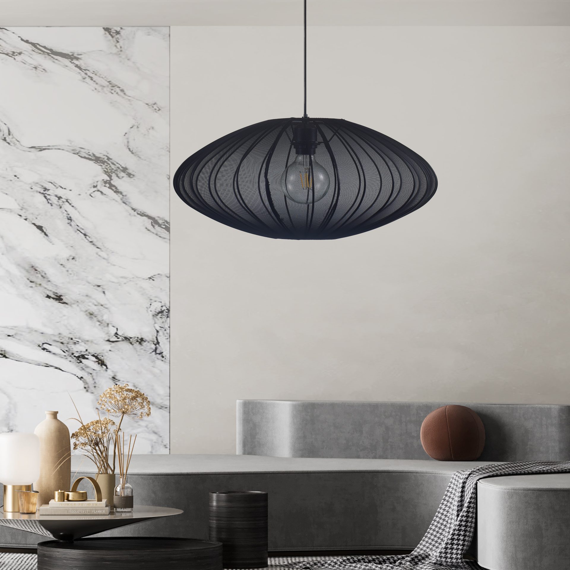 Sanico Goldlux lampa wisząca KINU 1xE27 50cm czarna IP20 - 330598 - obrazek 2