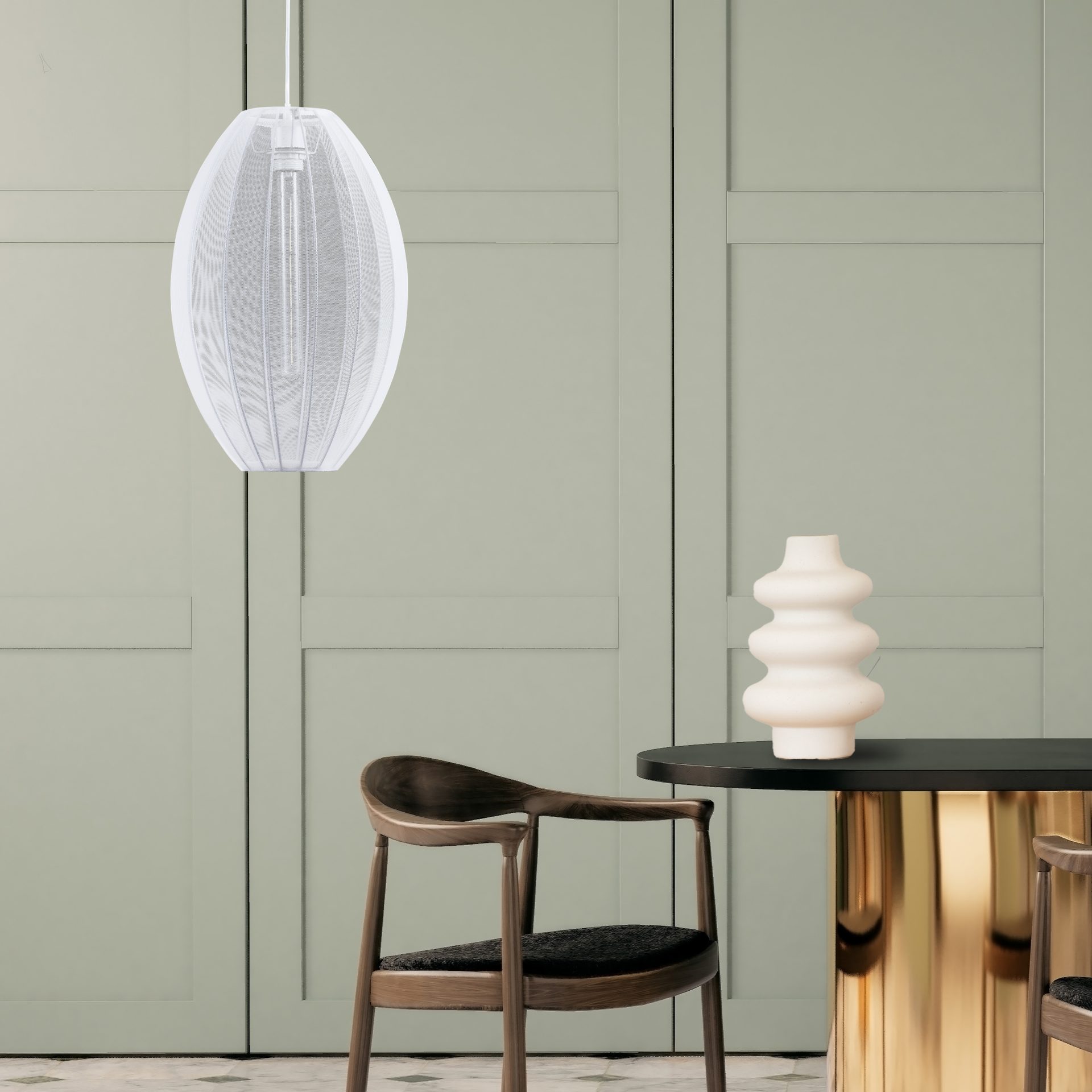 Sanico Goldlux lampa wisząca KAREI 1xE27 30cm biała IP20 - 330628 - obrazek 2