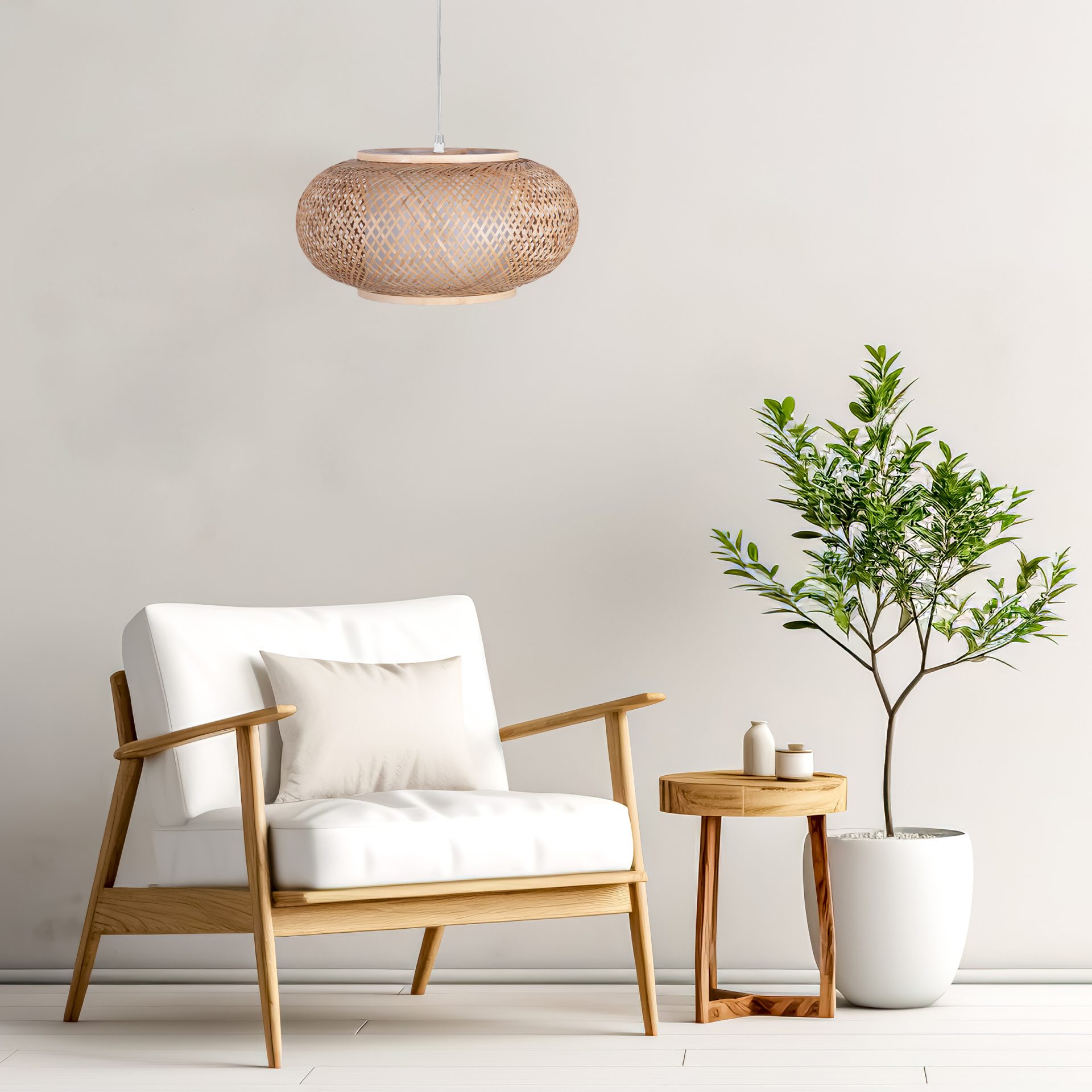 Sanico Goldlux lampa wisząca EMILIA 1xE27 41cm naturalna beżowa w stylu boho IP20 - 331168 - obrazek 2