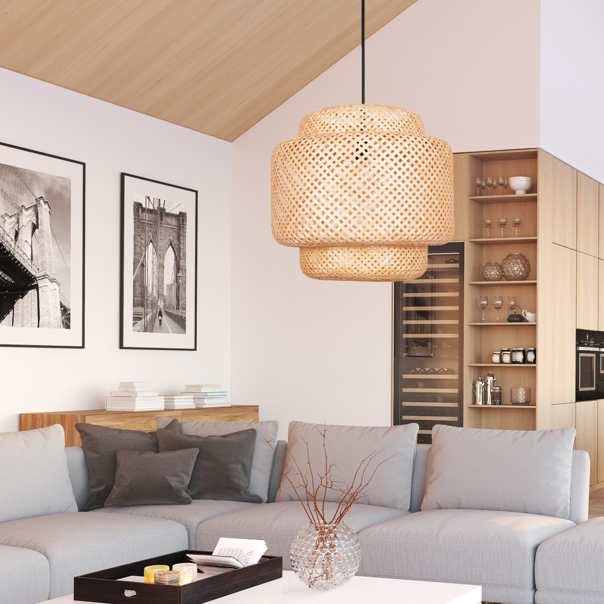 Sanico Goldlux lampa wisząca BERTA XL 1xE27 beżowa IP20 - 330635 - obrazek 2